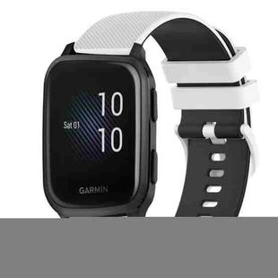 For Garmin Venu SQ 20mm Checkered Two-Color Silicone Watch Band(White+Black)