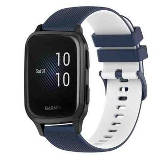 For Garmin Venu SQ 20mm Checkered Two-Color Silicone Watch Band(Dark Blue+White)