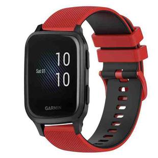 For Garmin Venu SQ 20mm Checkered Two-Color Silicone Watch Band(Red+Black)