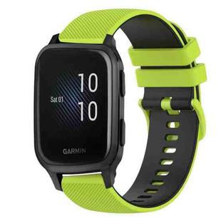 For Garmin Venu SQ 20mm Checkered Two-Color Silicone Watch Band(Lime Green+Black)