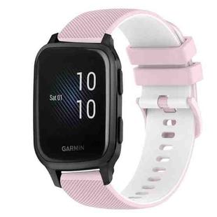 For Garmin Venu SQ 20mm Checkered Two-Color Silicone Watch Band(Pink+White)