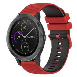 For Garmin Vivomove 3 20mm Checkered Two-Color Silicone Watch Band(Red+Black)