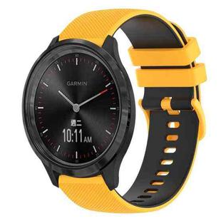 For GarminMove 3 20mm Checkered Two-Color Silicone Watch Band(Yellow+Black)