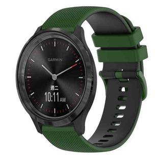 For GarminMove 3 20mm Checkered Two-Color Silicone Watch Band(Amy Green+Black)