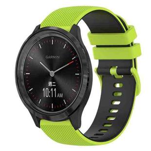 For GarminMove 3 20mm Checkered Two-Color Silicone Watch Band(Lime Green+Black)