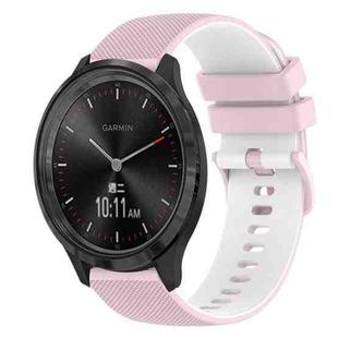 For GarminMove 3 20mm Checkered Two-Color Silicone Watch Band(Pink+White)
