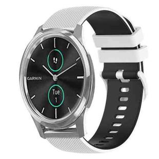 For Garmin VivoMove Luxe 20mm Checkered Two-Color Silicone Watch Band(White+Black)