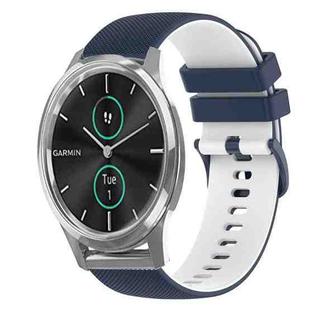 For Garmin VivoMove Luxe 20mm Checkered Two-Color Silicone Watch Band(Dark Blue+White)