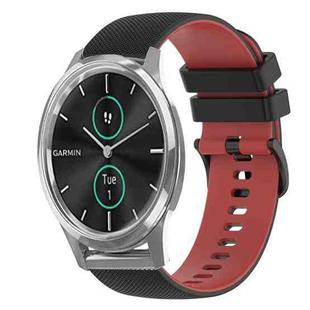 For Garmin VivoMove Luxe 20mm Checkered Two-Color Silicone Watch Band(Black+Red)
