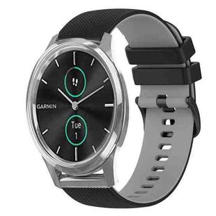 For Garmin VivoMove Luxe 20mm Checkered Two-Color Silicone Watch Band(Black+Grey)