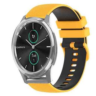For Garmin VivoMove Luxe 20mm Checkered Two-Color Silicone Watch Band(Yellow+Black)
