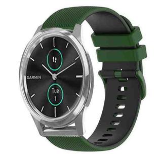 For Garmin VivoMove Luxe 20mm Checkered Two-Color Silicone Watch Band(Amy Green+Black)