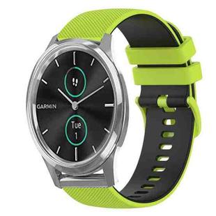 For Garmin VivoMove Luxe 20mm Checkered Two-Color Silicone Watch Band(Lime Green+Black)