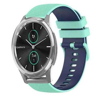 For Garmin VivoMove Luxe 20mm Checkered Two-Color Silicone Watch Band(Teal+Blue)