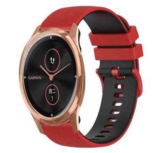 For GarminMove Luxe 20mm Checkered Two-Color Silicone Watch Band(Red+Black)