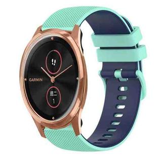 For GarminMove Luxe 20mm Checkered Two-Color Silicone Watch Band(Teal+Blue)