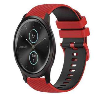 For Garmin VivoMove Style 20mm Checkered Two-Color Silicone Watch Band(Red+Black)