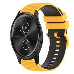 For Garmin VivoMove Style 20mm Checkered Two-Color Silicone Watch Band(Yellow+Black)