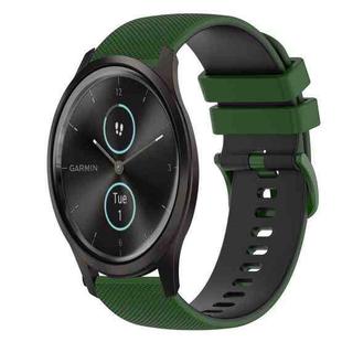 For Garmin VivoMove Style 20mm Checkered Two-Color Silicone Watch Band(Amy Green+Black)