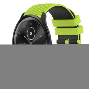 For Garmin VivoMove Style 20mm Checkered Two-Color Silicone Watch Band(Lime Green+Black)
