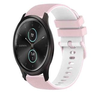 For Garmin VivoMove Style 20mm Checkered Two-Color Silicone Watch Band(Pink+White)