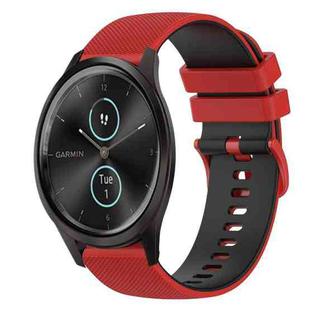 For Garmin GarminMove Style 20mm Checkered Two-Color Silicone Watch Band(Red+Black)