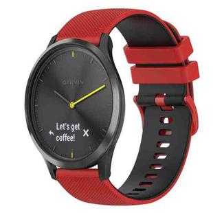 For Garmin Vivomove 20mm Checkered Two-Color Silicone Watch Band(Red+Black)