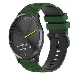 For Garmin Vivomove 20mm Checkered Two-Color Silicone Watch Band(Amy Green+Black)