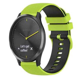 For Garmin Vivomove 20mm Checkered Two-Color Silicone Watch Band(Lime Green+Black)