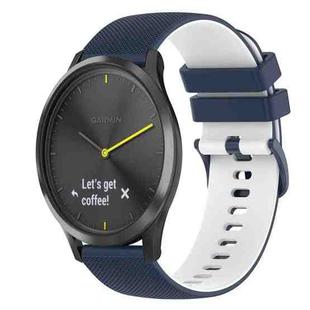 For Garmin Vivomove HR Sport 20mm Checkered Two-Color Silicone Watch Band(Dark Blue+White)