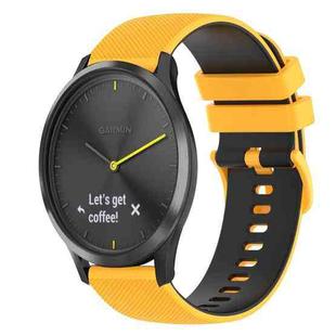 For Garmin Vivomove HR Sport 20mm Checkered Two-Color Silicone Watch Band(Yellow+Black)