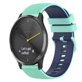 For Garmin Vivomove HR Sport 20mm Checkered Two-Color Silicone Watch Band(Teal+Blue)