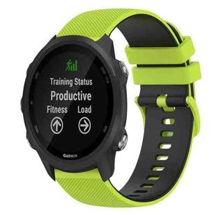 For Garmin Forerunner 245 20mm Checkered Two-Color Silicone Watch Band(Lime Green+Black)