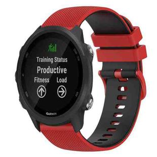 For Garmin Forerunner 245 Music 20mm Checkered Two-Color Silicone Watch Band(Red+Black)