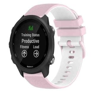 For Garmin Forerunner 245 Music 20mm Checkered Two-Color Silicone Watch Band(Pink+White)