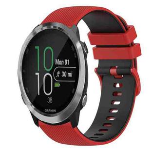 For Garmin Forerunner 645 20mm Checkered Two-Color Silicone Watch Band(Red+Black)