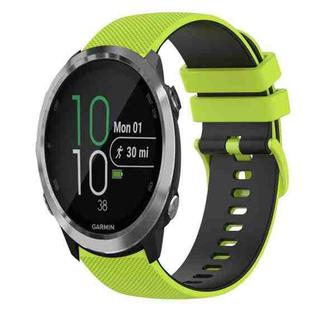 For Garmin Forerunner 645 20mm Checkered Two-Color Silicone Watch Band(Lime Green+Black)