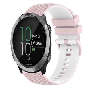 For Garmin Forerunner 645 Music 20mm Checkered Two-Color Silicone Watch Band(Pink+White)