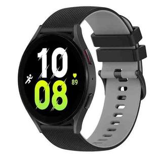 For Samsung Galaxy Watch5 44mm 20mm Checkered Two-Color Silicone Watch Band(Black+Grey)