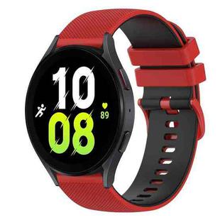 For Samsung Galaxy Watch5 44mm 20mm Checkered Two-Color Silicone Watch Band(Red+Black)