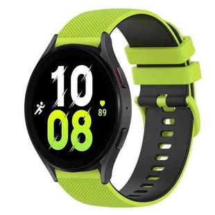 For Samsung Galaxy Watch5 44mm 20mm Checkered Two-Color Silicone Watch Band(Lime Green+Black)