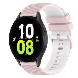 For Samsung Galaxy Watch5 44mm 20mm Checkered Two-Color Silicone Watch Band(Pink+White)