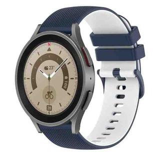 For Samsung Galaxy Watch5 Pro 45mm 20mm Checkered Two-Color Silicone Watch Band(Dark Blue+White)