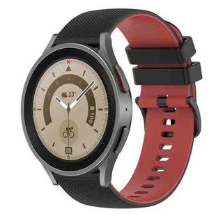 For Samsung Galaxy Watch5 Pro 45mm 20mm Checkered Two-Color Silicone Watch Band(Black+Red)