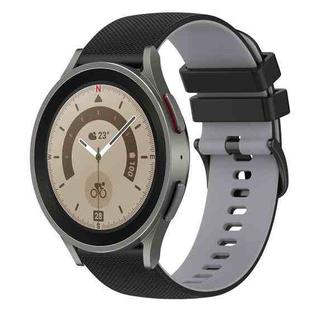 For Samsung Galaxy Watch5 Pro 45mm 20mm Checkered Two-Color Silicone Watch Band(Black+Grey)