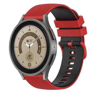 For Samsung Galaxy Watch5 Pro 45mm 20mm Checkered Two-Color Silicone Watch Band(Red+Black)