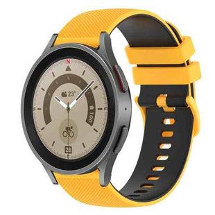 For Samsung Galaxy Watch5 Pro 45mm 20mm Checkered Two-Color Silicone Watch Band(Yellow+Black)