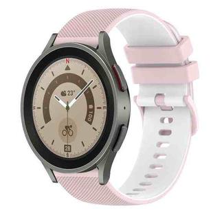 For Samsung Galaxy Watch5 Pro 45mm 20mm Checkered Two-Color Silicone Watch Band(Pink+White)
