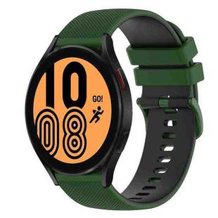 For Samsung Galaxy Watch4 40mm 20mm Checkered Two-Color Silicone Watch Band(Amy Green+Black)