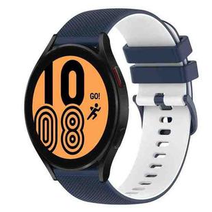 For Samsung Galaxy Watch4 44mm 20mm Checkered Two-Color Silicone Watch Band(Dark Blue+White)